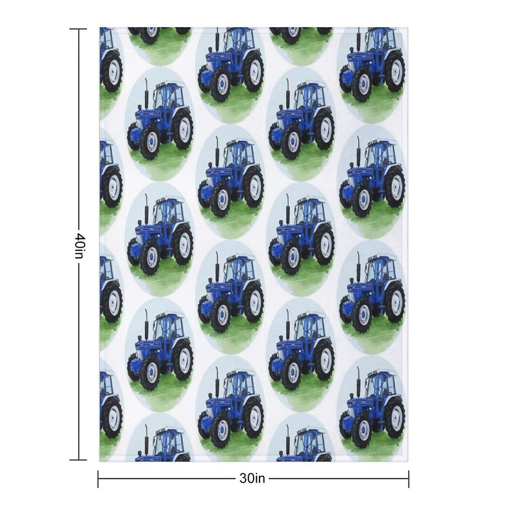 Blauer klassischer Traktor - Geschenkfertige Kuscheldecke
