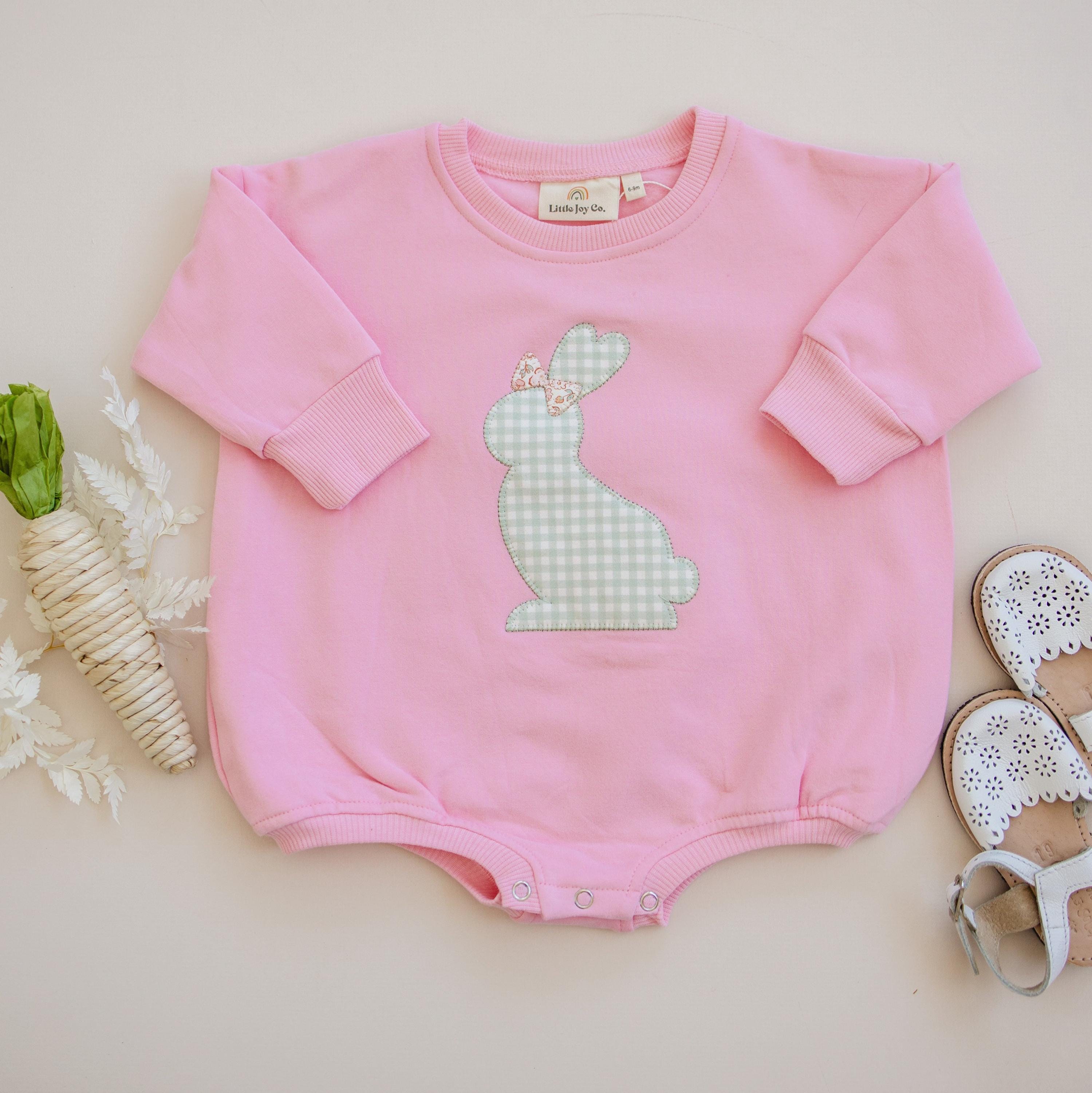 Applizierter Hasen-Sweatshirt-Strampler – Baby/Kleinkind Mädchen – Oster-Outfit