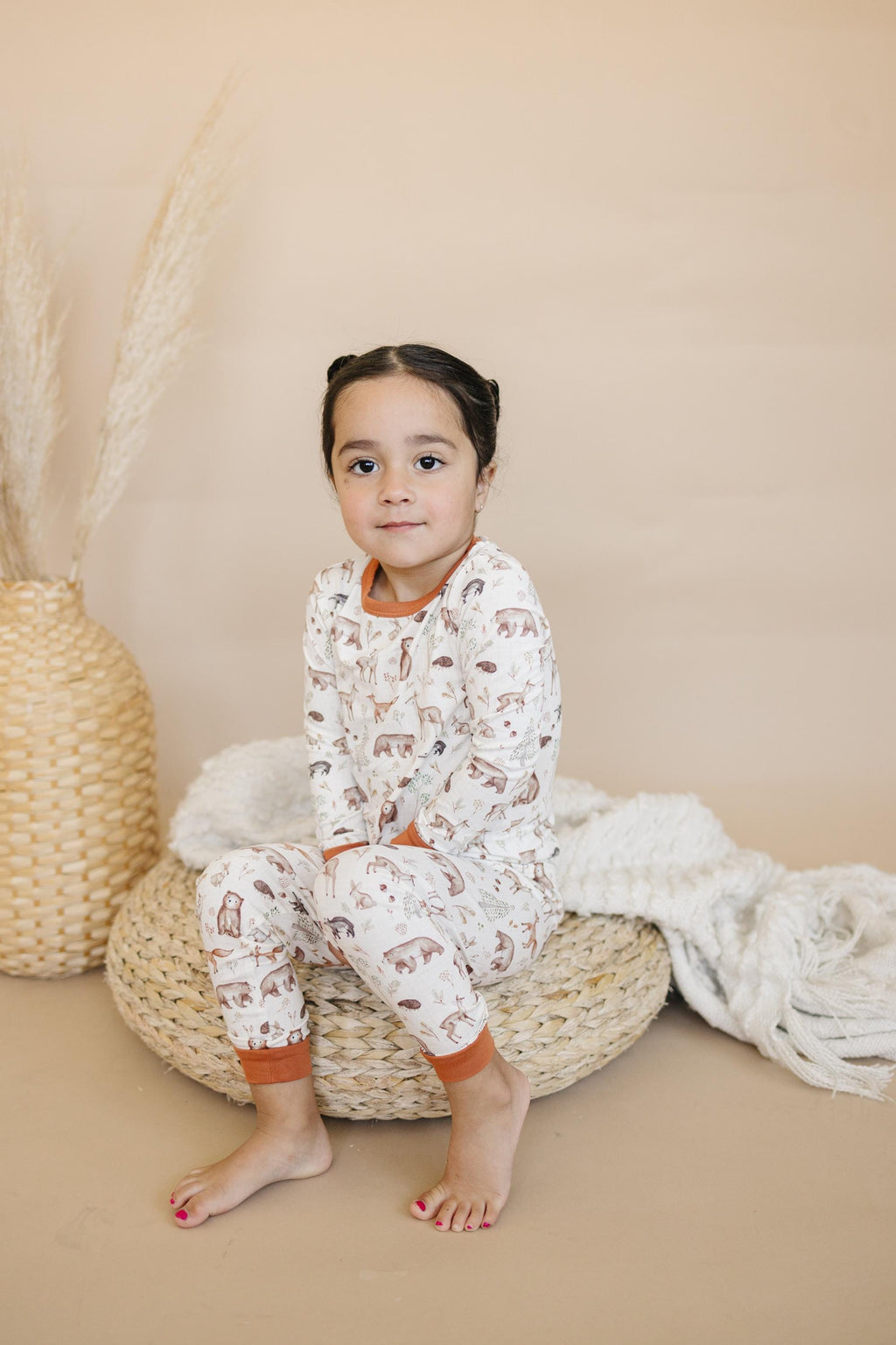 Forest Friends 2-teiliger Pyjama aus Bambus – Herbstliches Wald-Pyjama-Set für Kleinkinder und Kinder