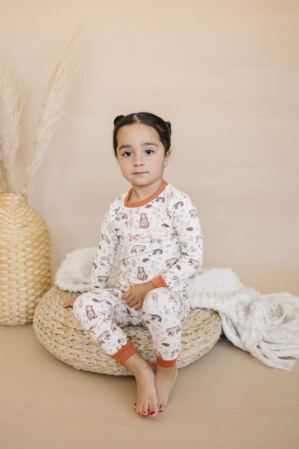 Forest Friends 2-teiliger Pyjama aus Bambus – Herbstliches Wald-Pyjama-Set für Kleinkinder und Kinder