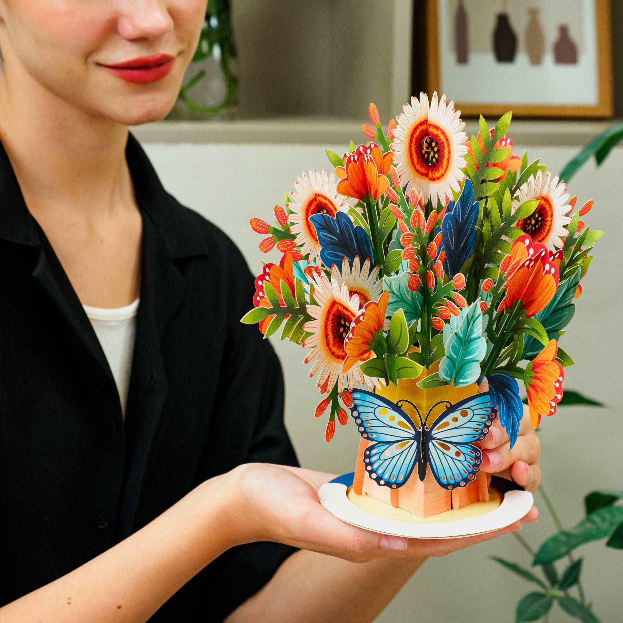 Hugepop Künstlerische Blumen Pop-Up-Karte mit abnehmbarem Blumenstrauß
