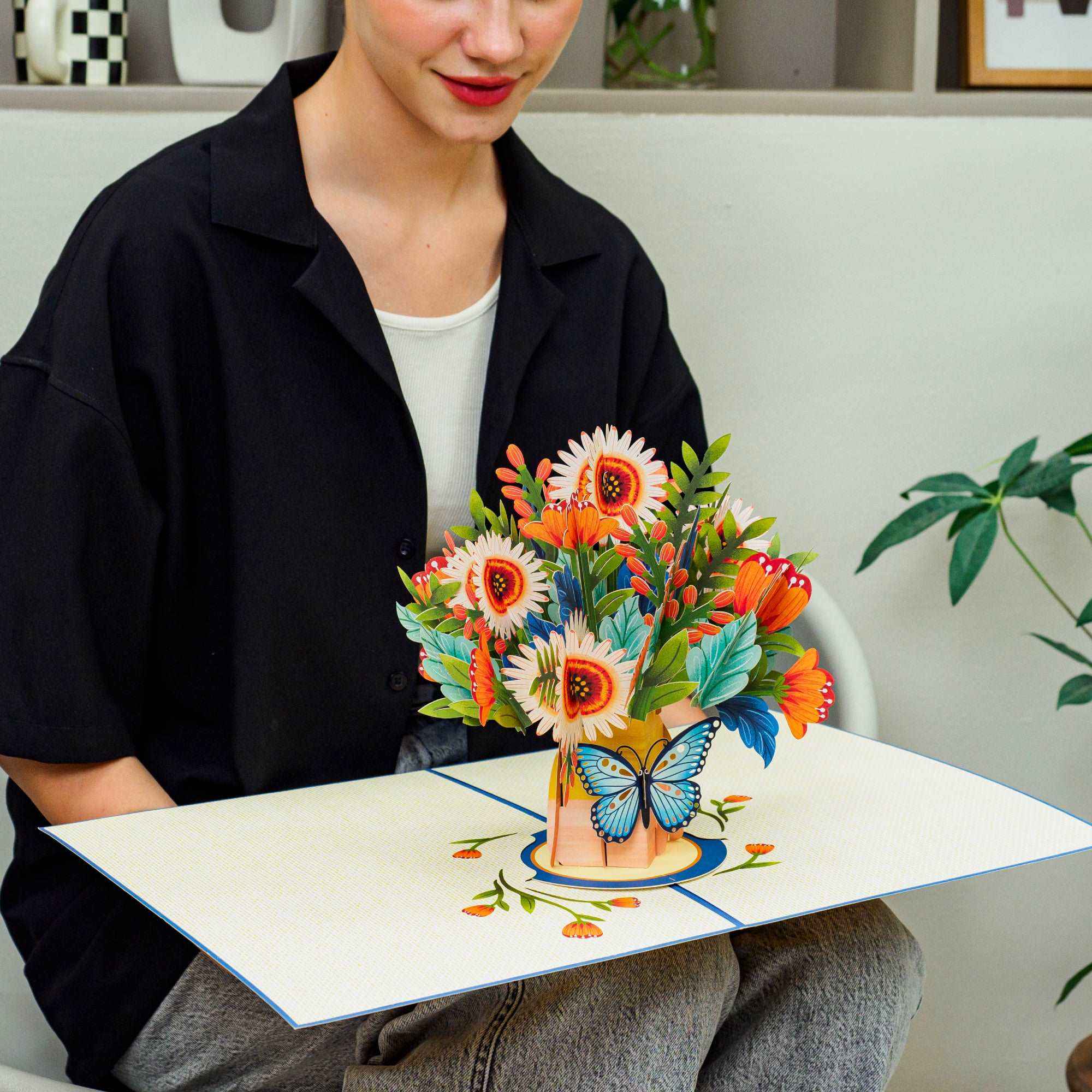 Hugepop Künstlerische Blumen Pop-Up-Karte mit abnehmbarem Blumenstrauß