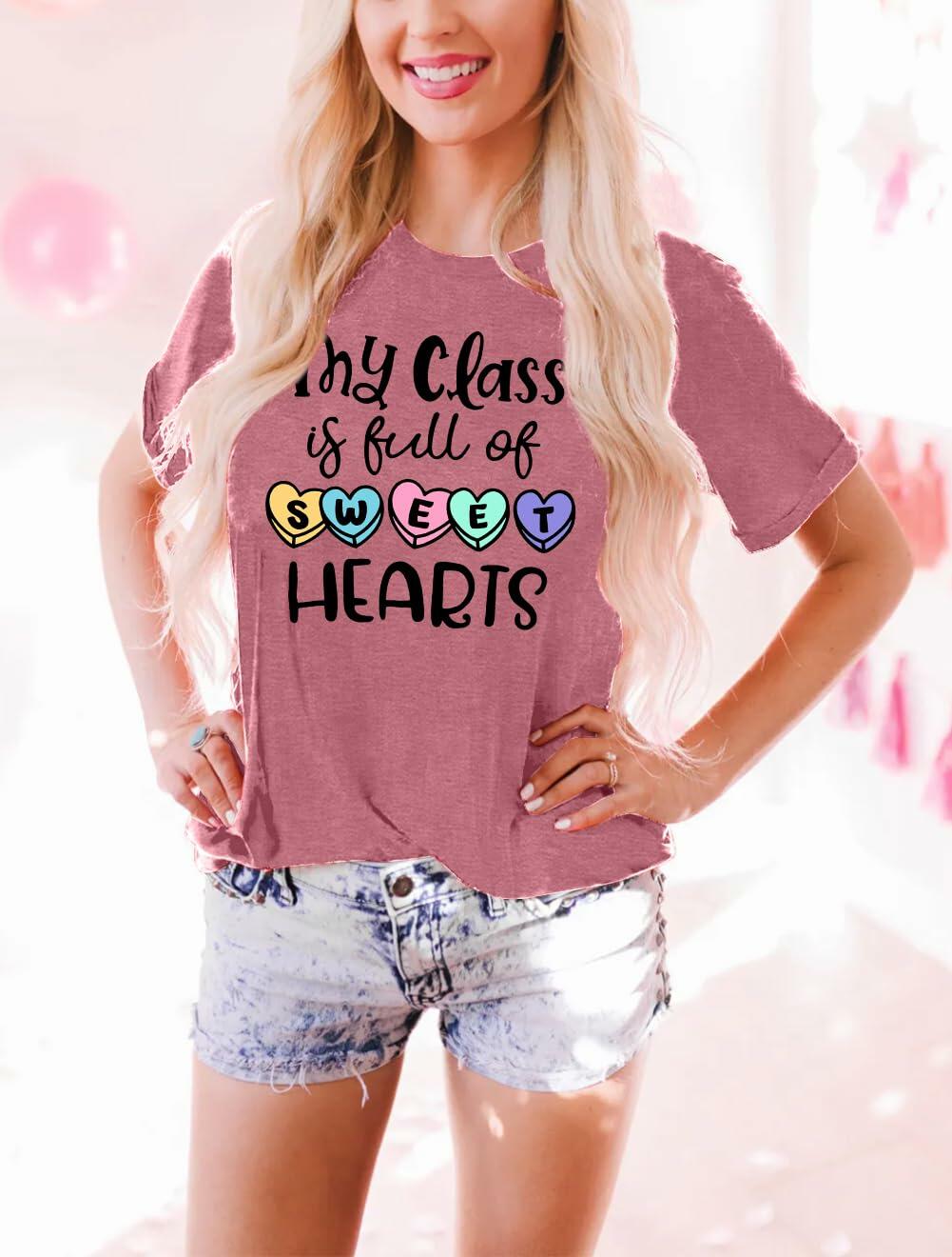 PECHAR Valentinstagslehrerinnen-Shirt Damen Herzen Grafik