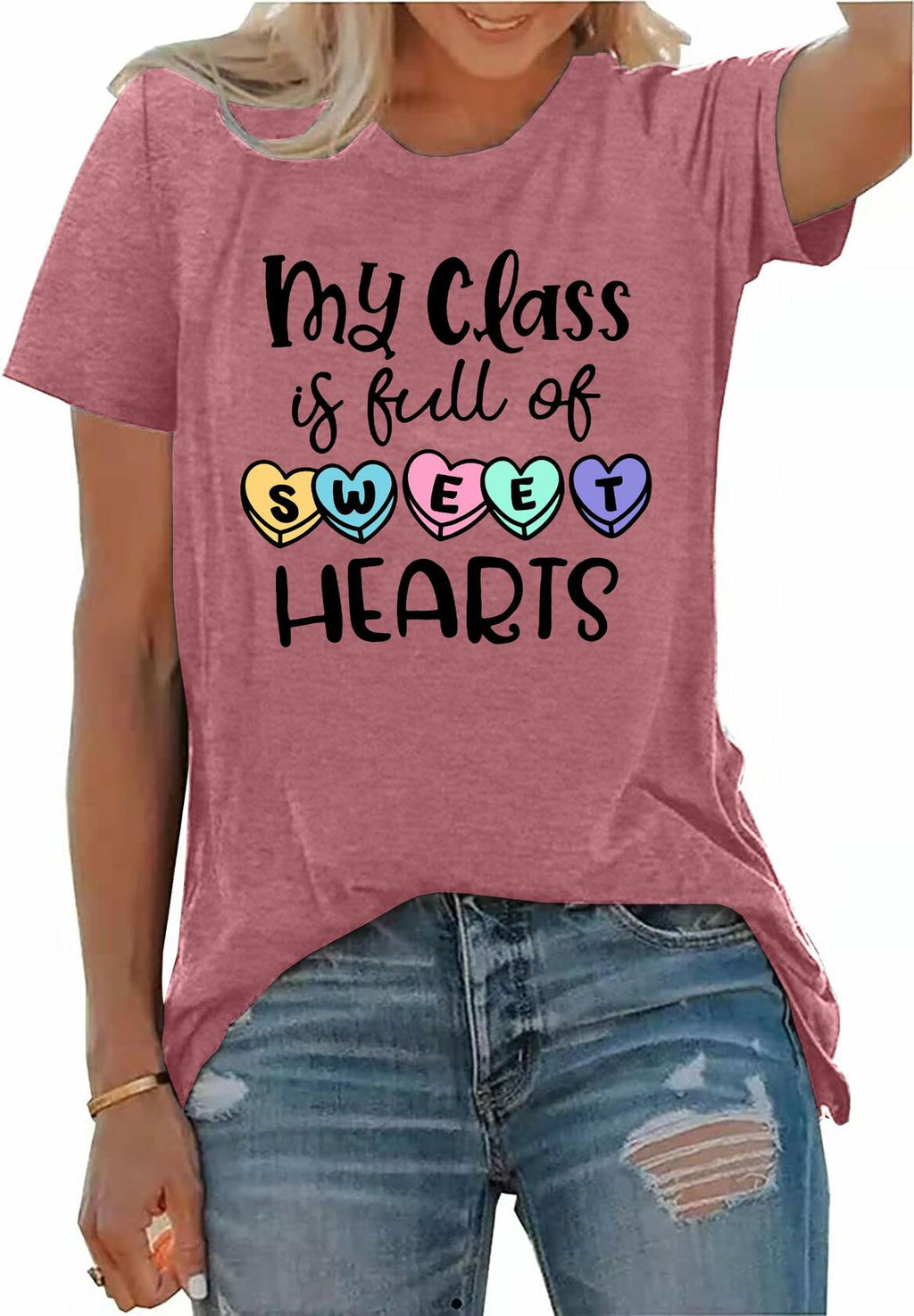 PECHAR Valentinstagslehrerinnen-Shirt Damen Herzen Grafik