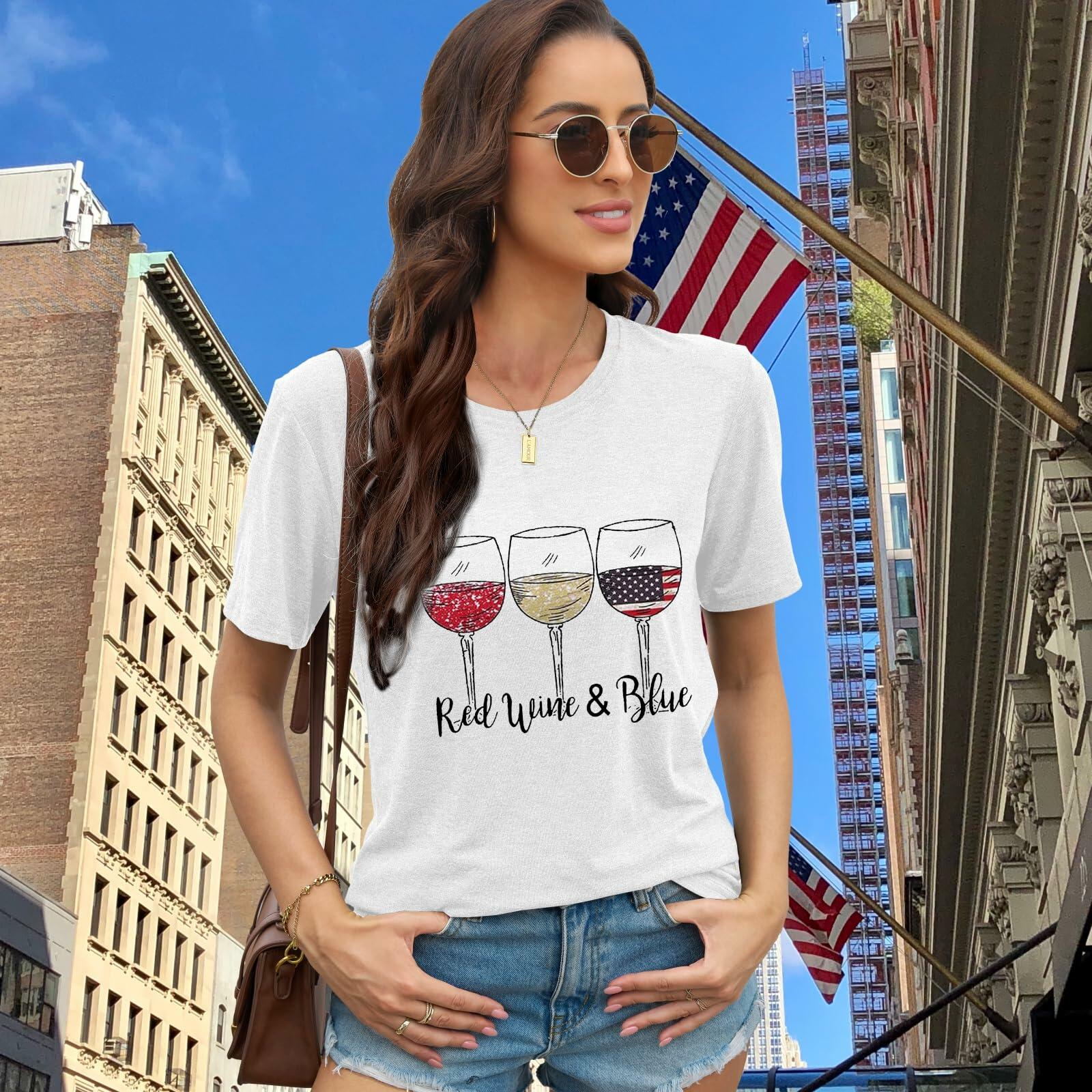 EUOW Damen Amerikanische Flagge Patriotisches T-Shirt 4. Juli USA T-Shirt 2XL