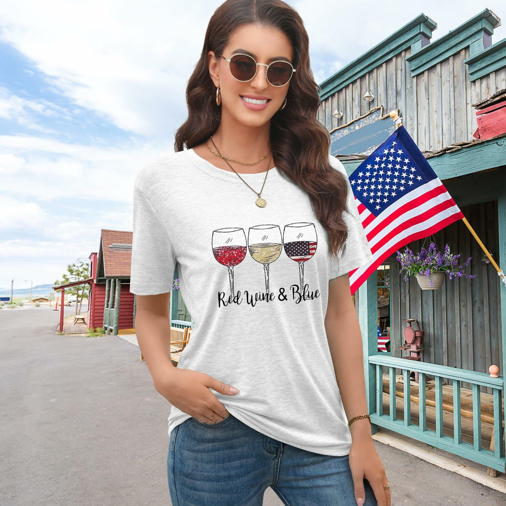 EUOW Damen Amerikanische Flagge Patriotisches T-Shirt 4. Juli USA T-Shirt 2XL