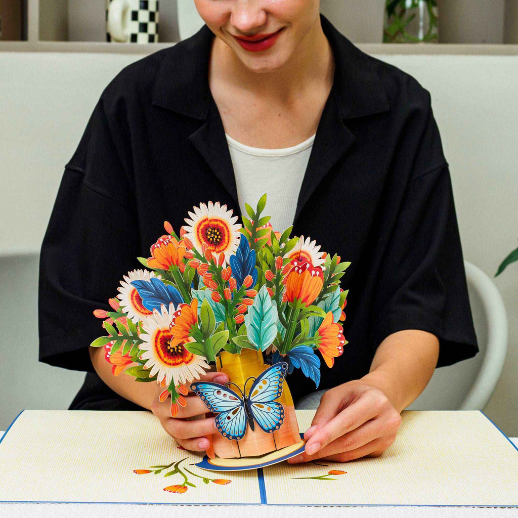 Hugepop Künstlerische Blumen Pop-Up-Karte mit abnehmbarem Blumenstrauß