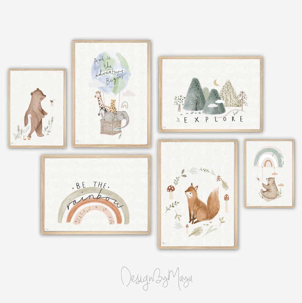 Baby-Tier-Drucke – Glanzpapier-Kinderzimmer-Wandkunstdrucke