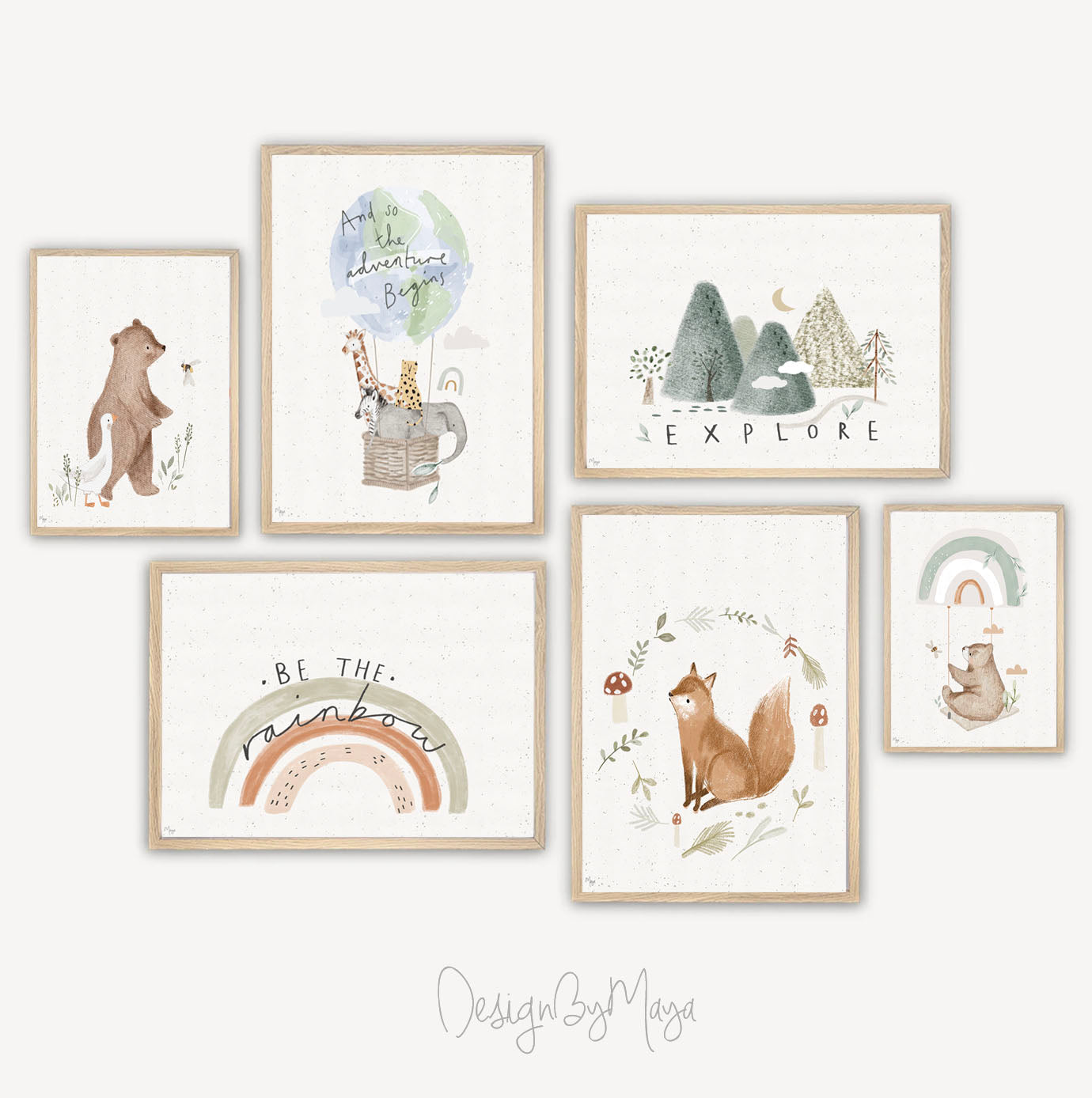 Baby-Tier-Drucke – Glanzpapier-Kinderzimmer-Wandkunstdrucke
