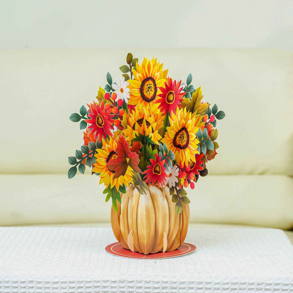 HugePop Ernte-Blumenstrauß Pop-Up-Karte, mit abnehmbarem Blumenstrauß, 25,4 x 35,6 cm