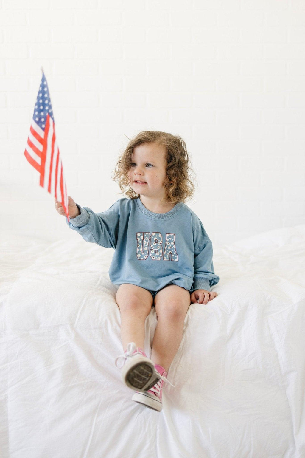 USA Daisy Bambus-Sweatshirt-Strampler