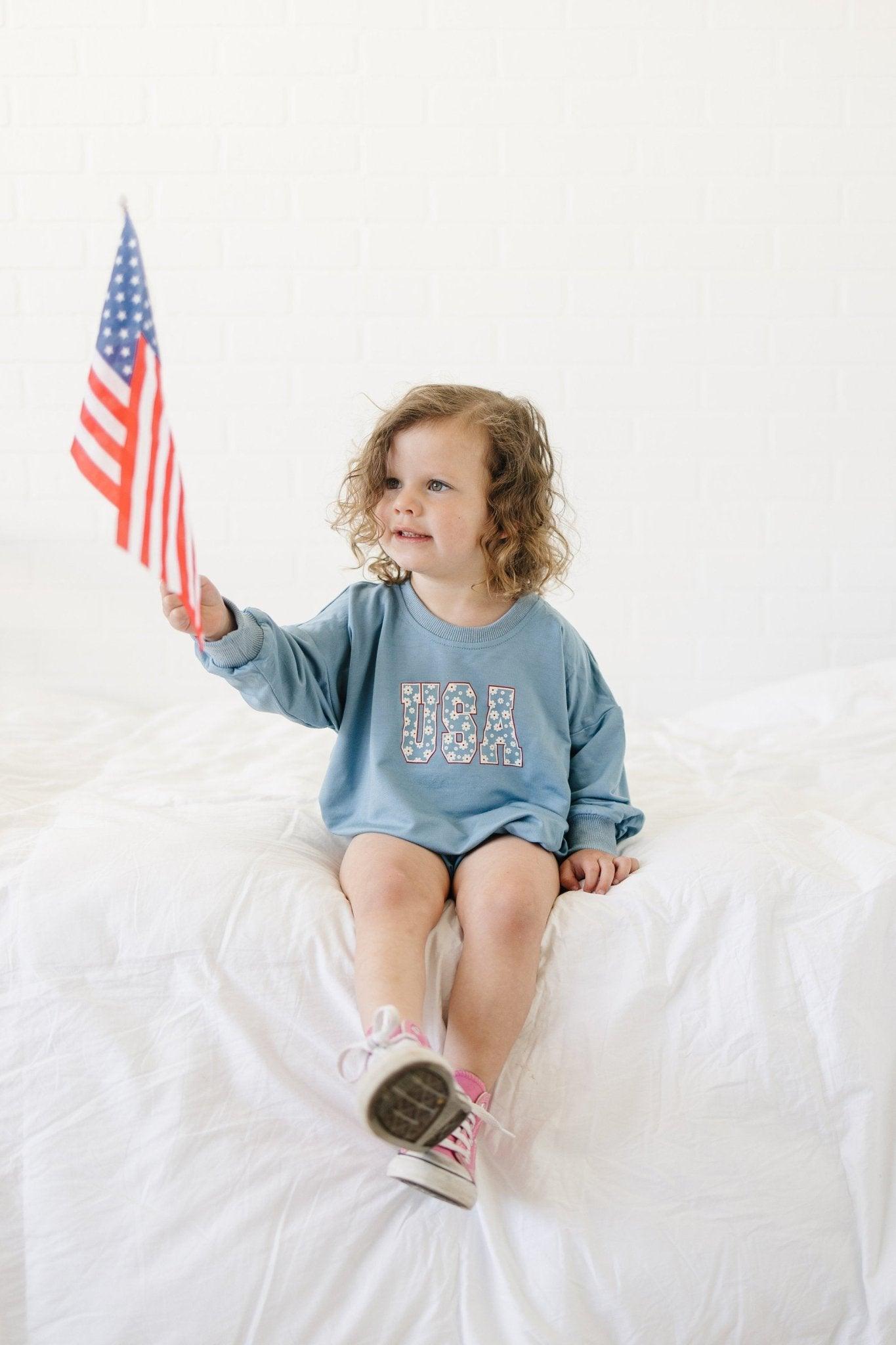 USA Daisy Bambus-Sweatshirt-Strampler