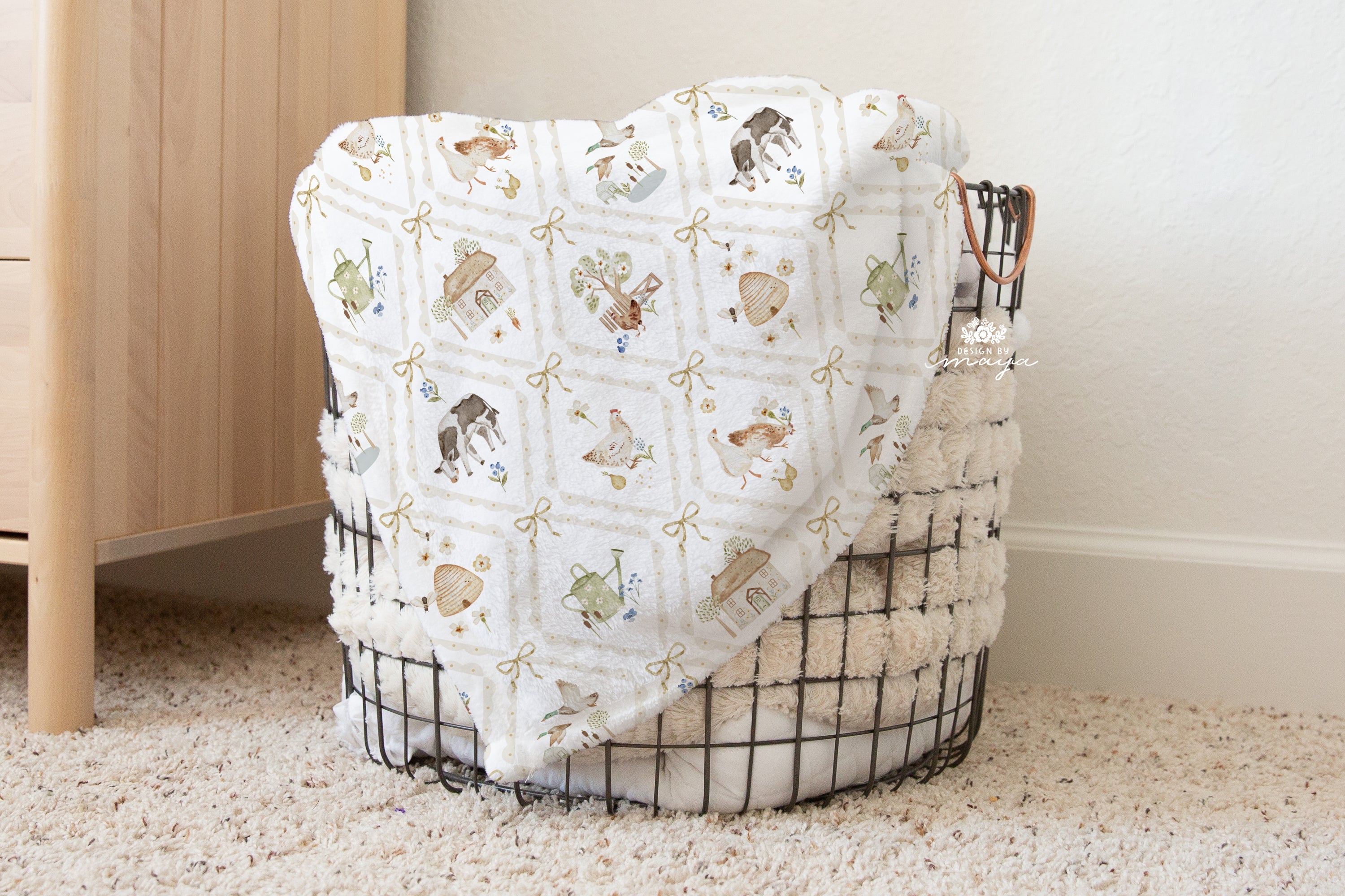 Tierbabys Bauernhof - Vintage Babydecke