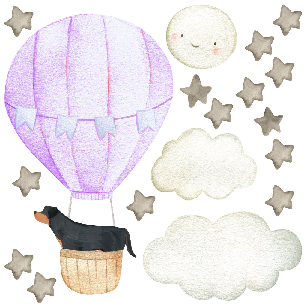Tierbaby im Heißluftballon – Wandtattoos aus Stoff für das Kinderzimmer